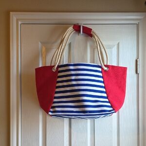 Red and Blue Striped Tote Bag NWOT